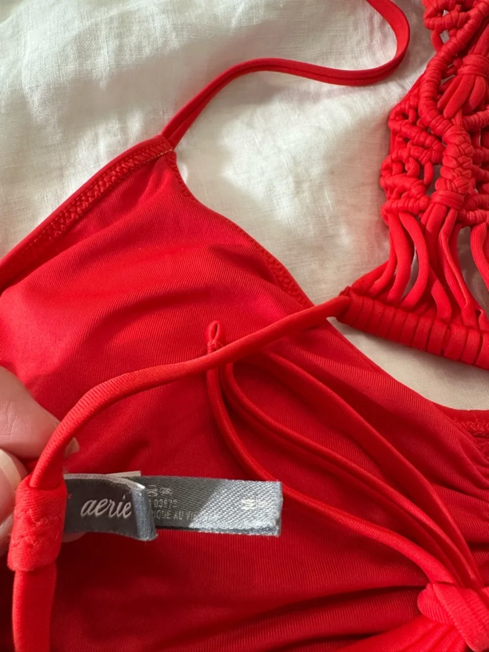 aerie Bright Red Crochet-Back Bralette - Picture 3 of 3